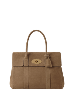 Mulberry Bayswater Suede Shoulder Bag, Salcombe Sand, Salcombe Sand