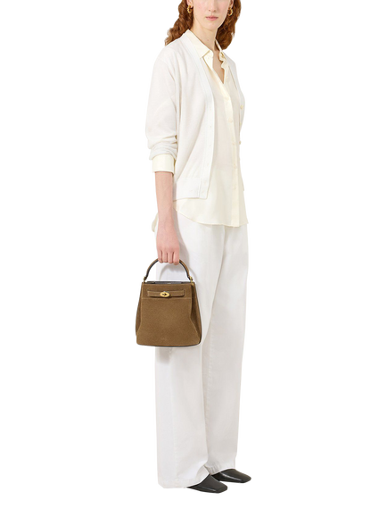 Mulberry Islington Bucket Suede Crossbody Bag, Salcombe Sand - view 2, Salcombe Sand