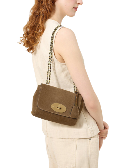 Mulberry Lily Suede Shoulder Bag, Salcombe Sand - view 2, Salcombe Sand