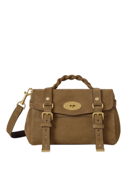Mulberry Mini Alexa Suede Satchel Bag, Salcombe Sand