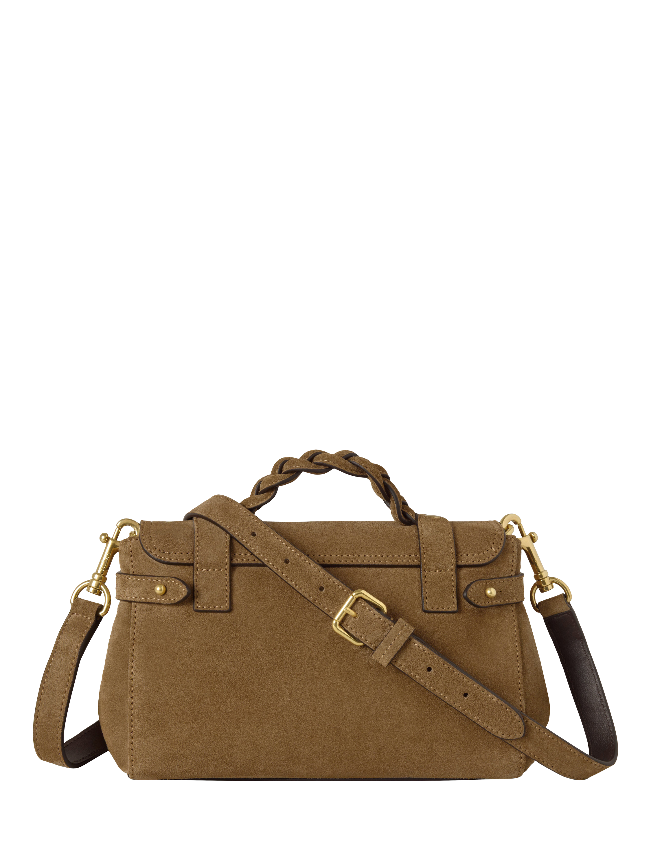 Product image 2 of 5, which shows Mulberry Mini Alexa Suede Satchel Bag, Salcombe Sand