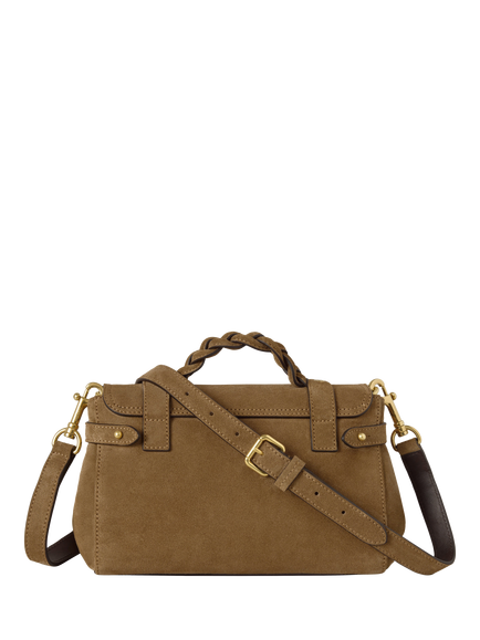 Mulberry Mini Alexa Suede Satchel Bag - view 2, Salcombe Sand