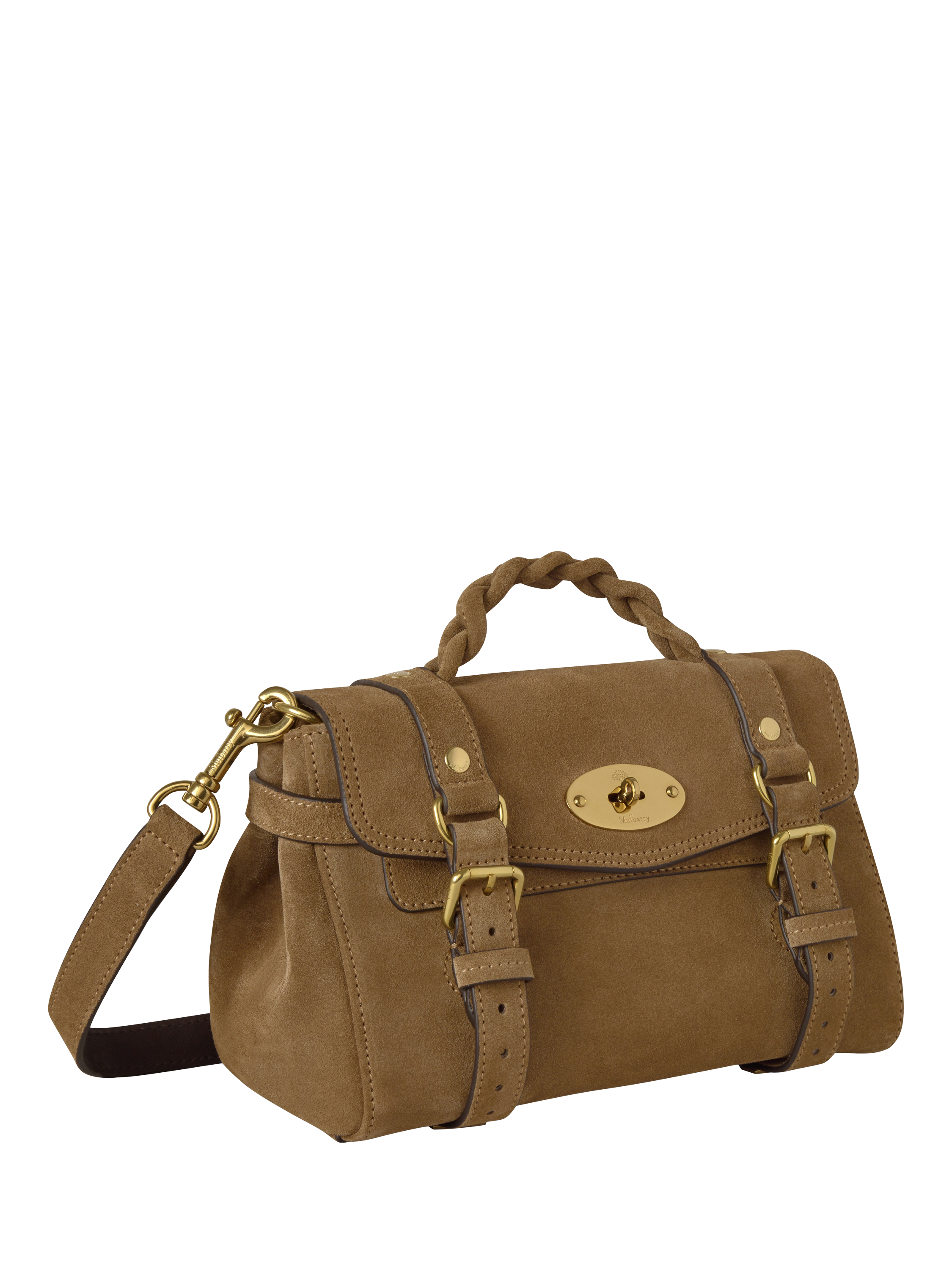 Product image 3 of 5, which shows Mulberry Mini Alexa Suede Satchel Bag, Salcombe Sand