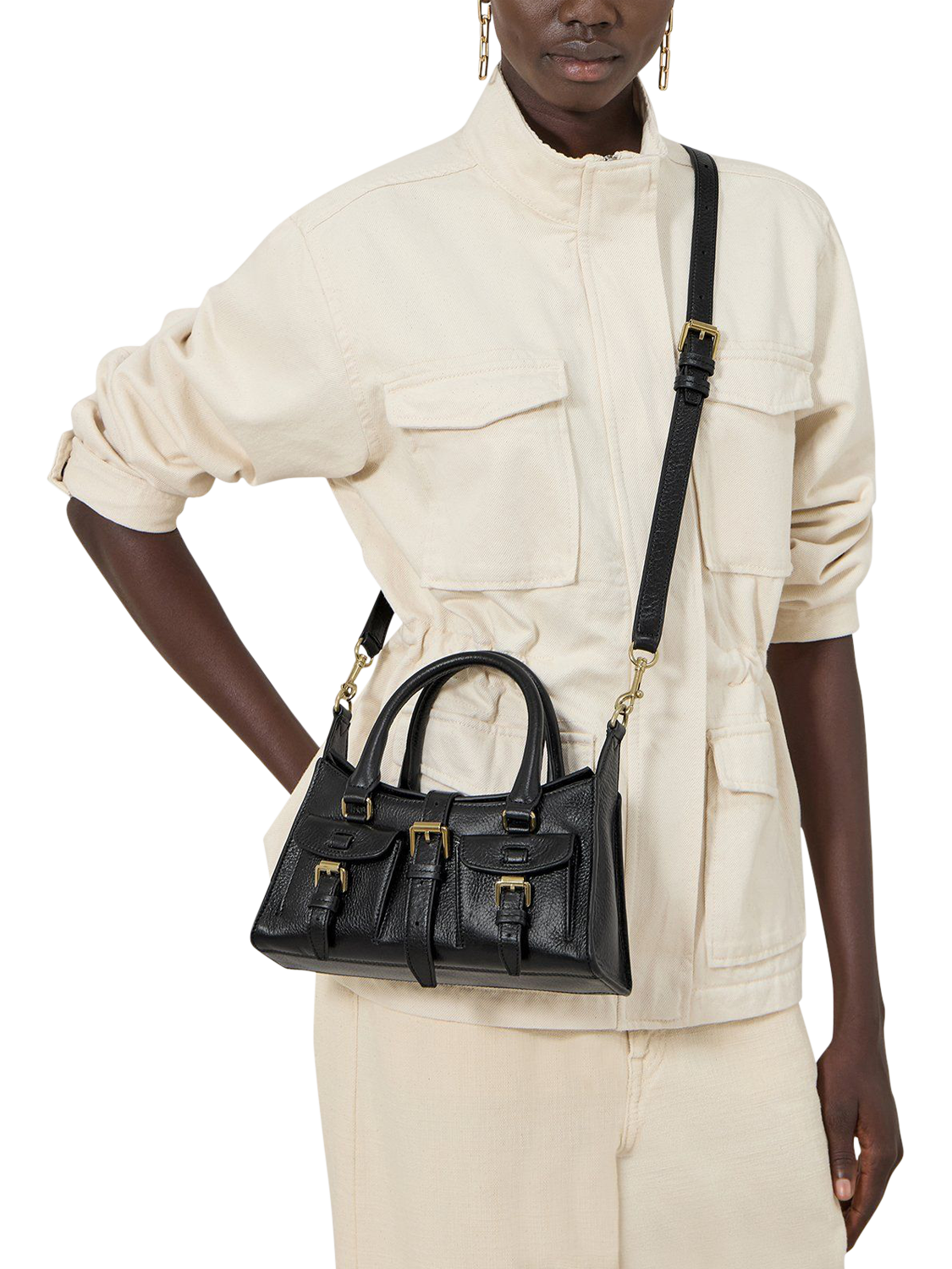 Product image 2 of 7, which shows Mulberry Leather Mini Roxanne Bag, Black