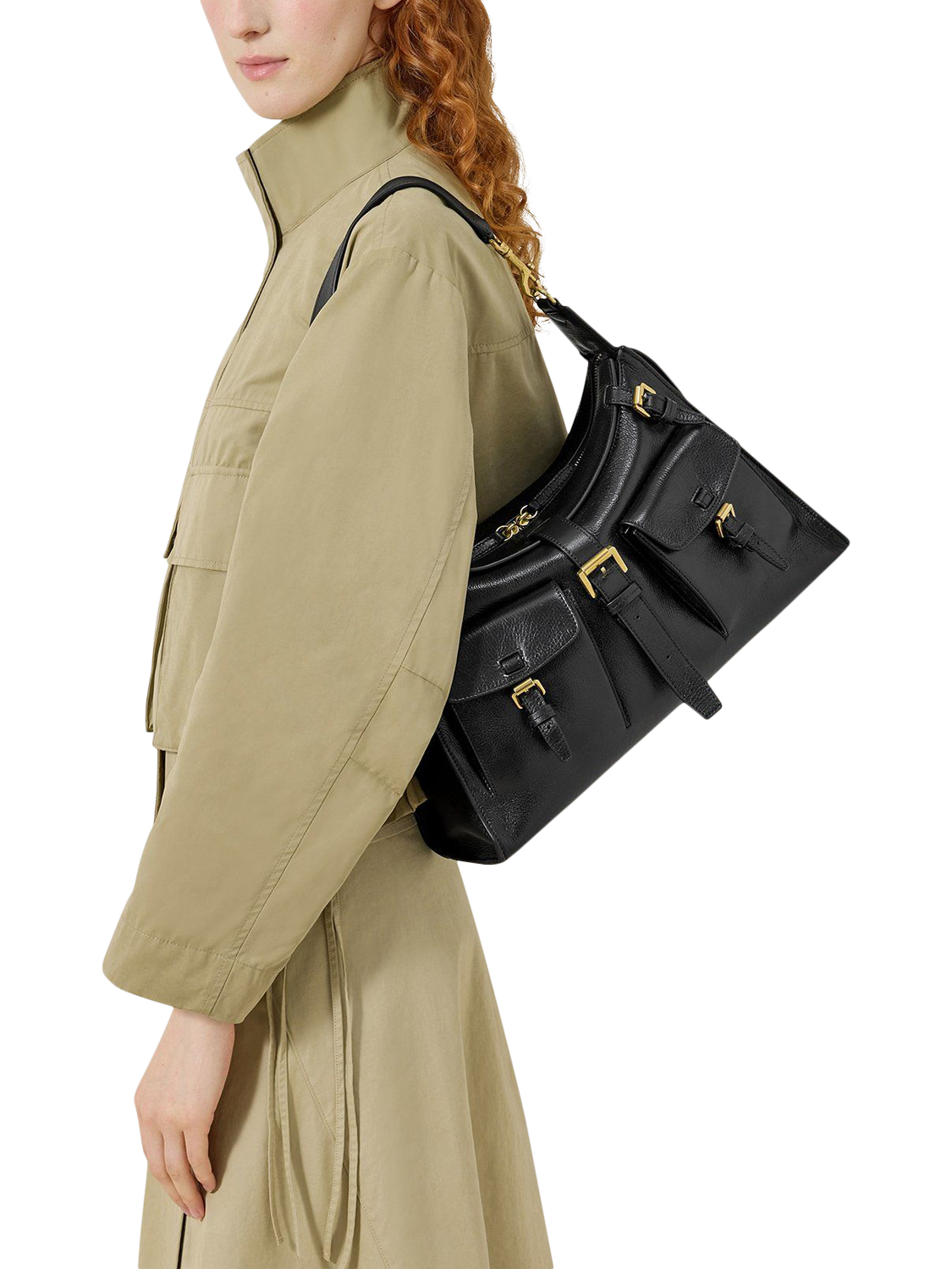 Product image 2 of 6, which shows Mulberry Roxanne Leather Shoulder Bag, Black