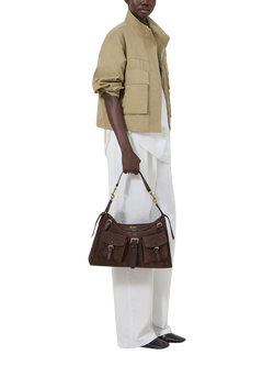 Mulberry Roxanne Suede Shoulder Bag, Chocolate - view 2, Chocolate