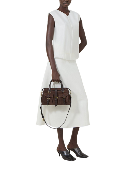 Mulberry Small Roxanne Suede Shoulder Bag, Chocolate - view 2, Chocolate