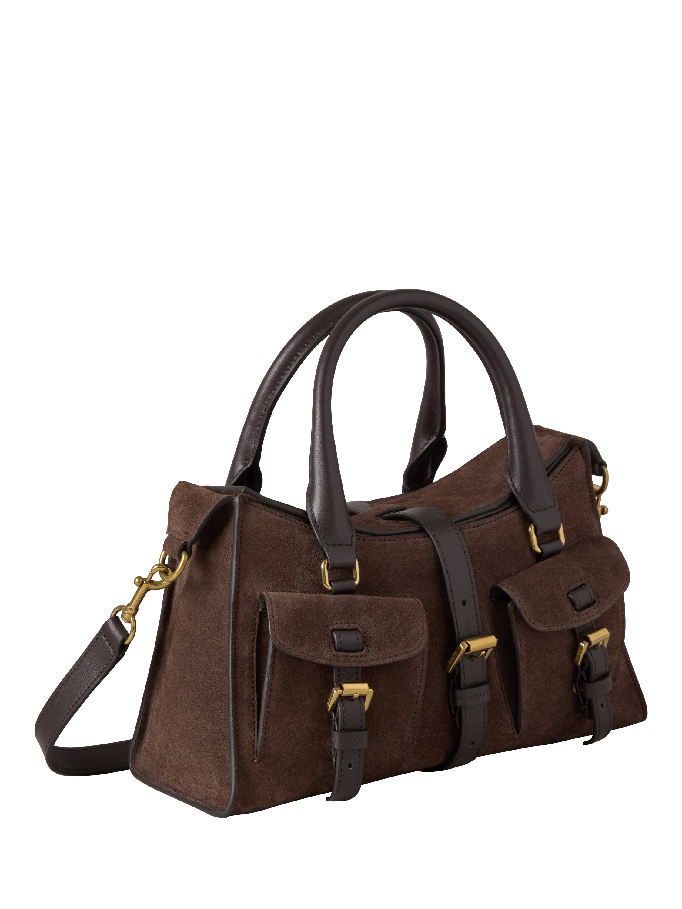 Product image 4 of 6, which shows Mulberry Small Roxanne Suede Shoulder Bag, Chocolate