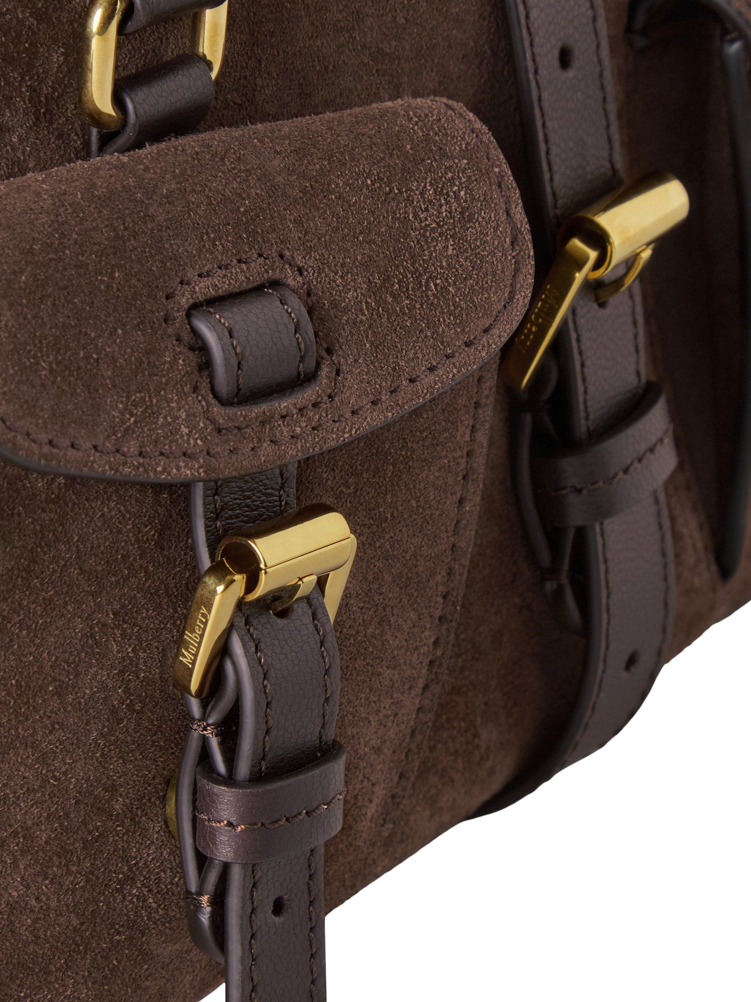 Product image 5 of 6, which shows Mulberry Small Roxanne Suede Shoulder Bag, Chocolate