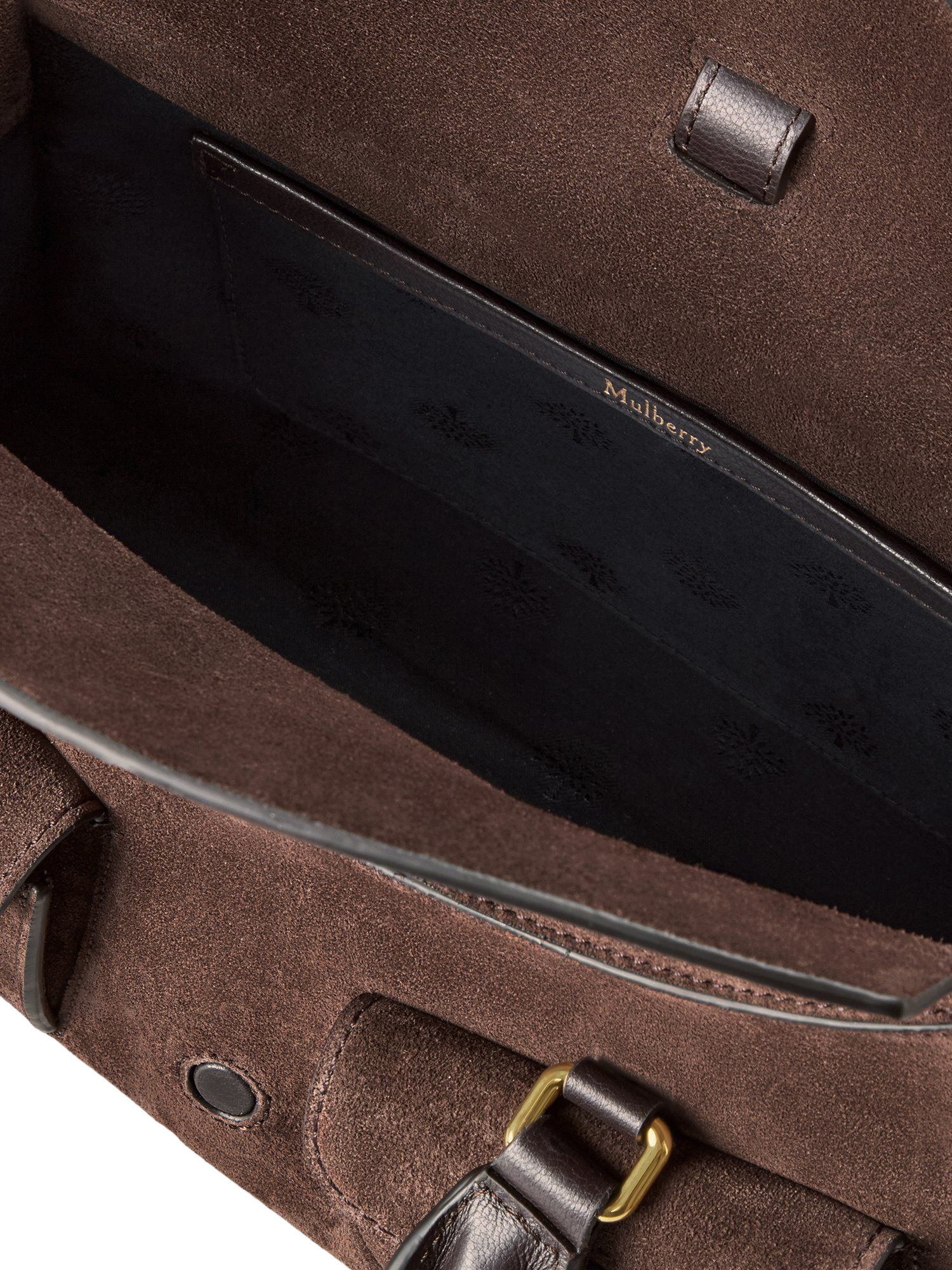 Product image 6 of 6, which shows Mulberry Small Roxanne Suede Shoulder Bag, Chocolate