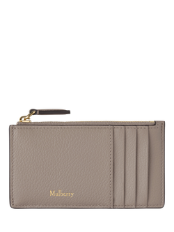 Mulberry Small Classic Grain Leather Continental Zipped Long Card Holder, Cashmere Taupe
