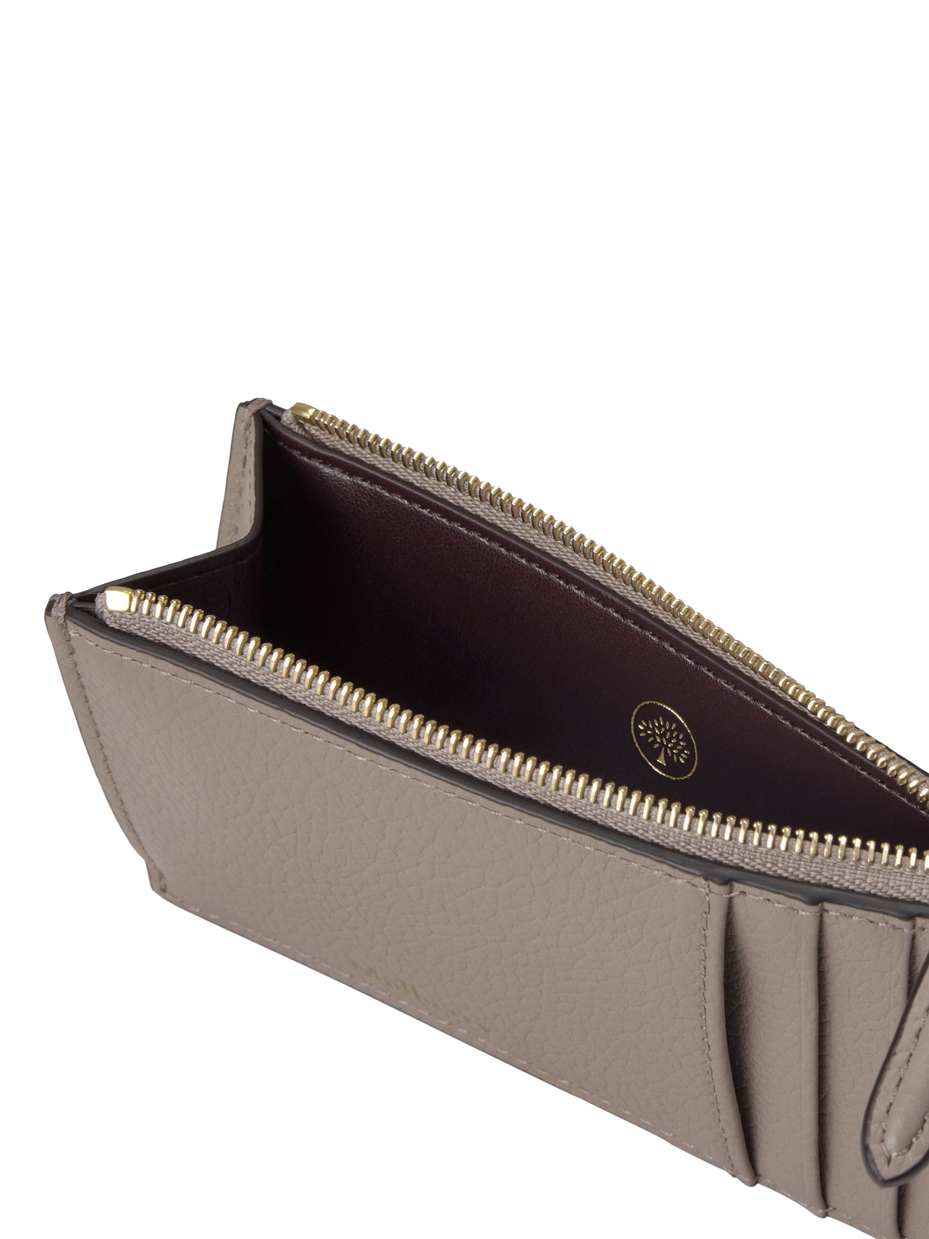 Continental Zipped Long Card Holder Oak Two-Tone Small Classic Grain