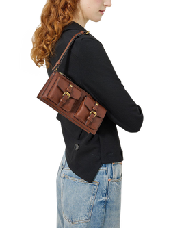 Mulberry Mini Roxanne Leather Shoulder Bag, Oak - view 2, Oak