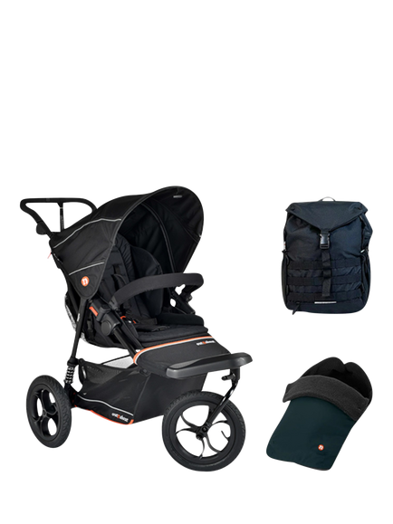 Out'n'About Nipper V6 Pushchair Adventure Bundle, Summit Black, Summit Black