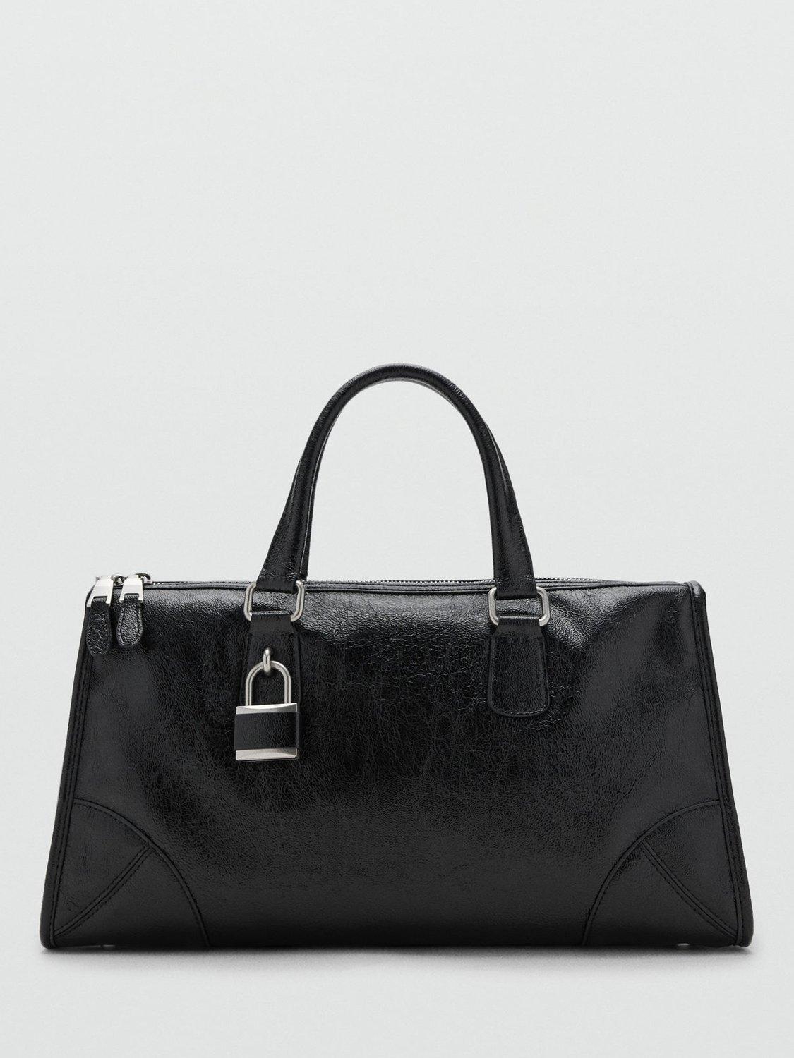 Product image 1 of 5, which shows Mango Agnes Faux Leather Tote Bag, Black