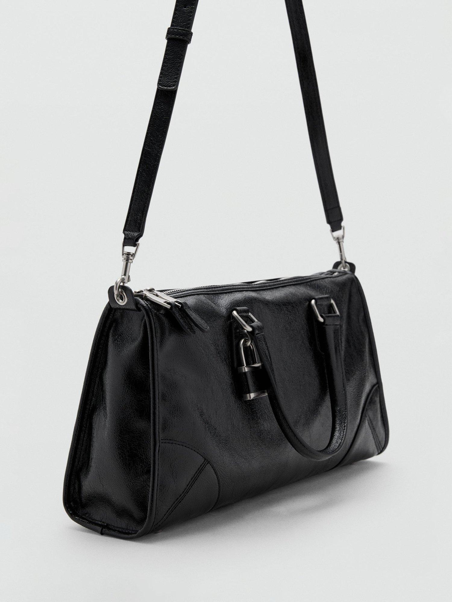 Product image 2 of 5, which shows Mango Agnes Faux Leather Tote Bag, Black