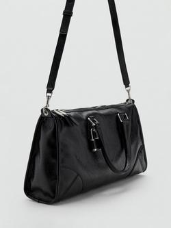 Mango Agnes Faux Leather Tote Bag - view 2, Black