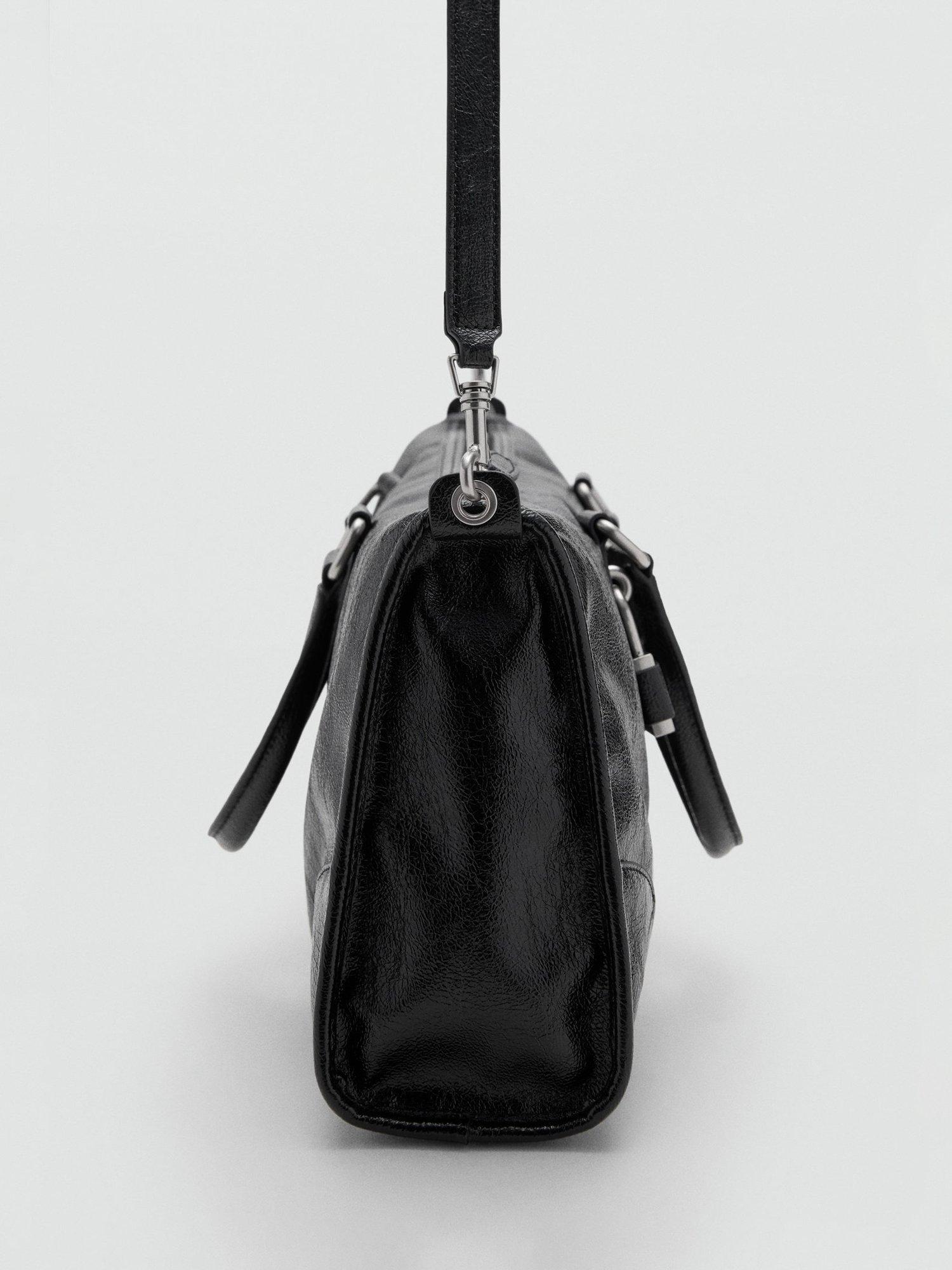 Product image 3 of 5, which shows Mango Agnes Faux Leather Tote Bag, Black