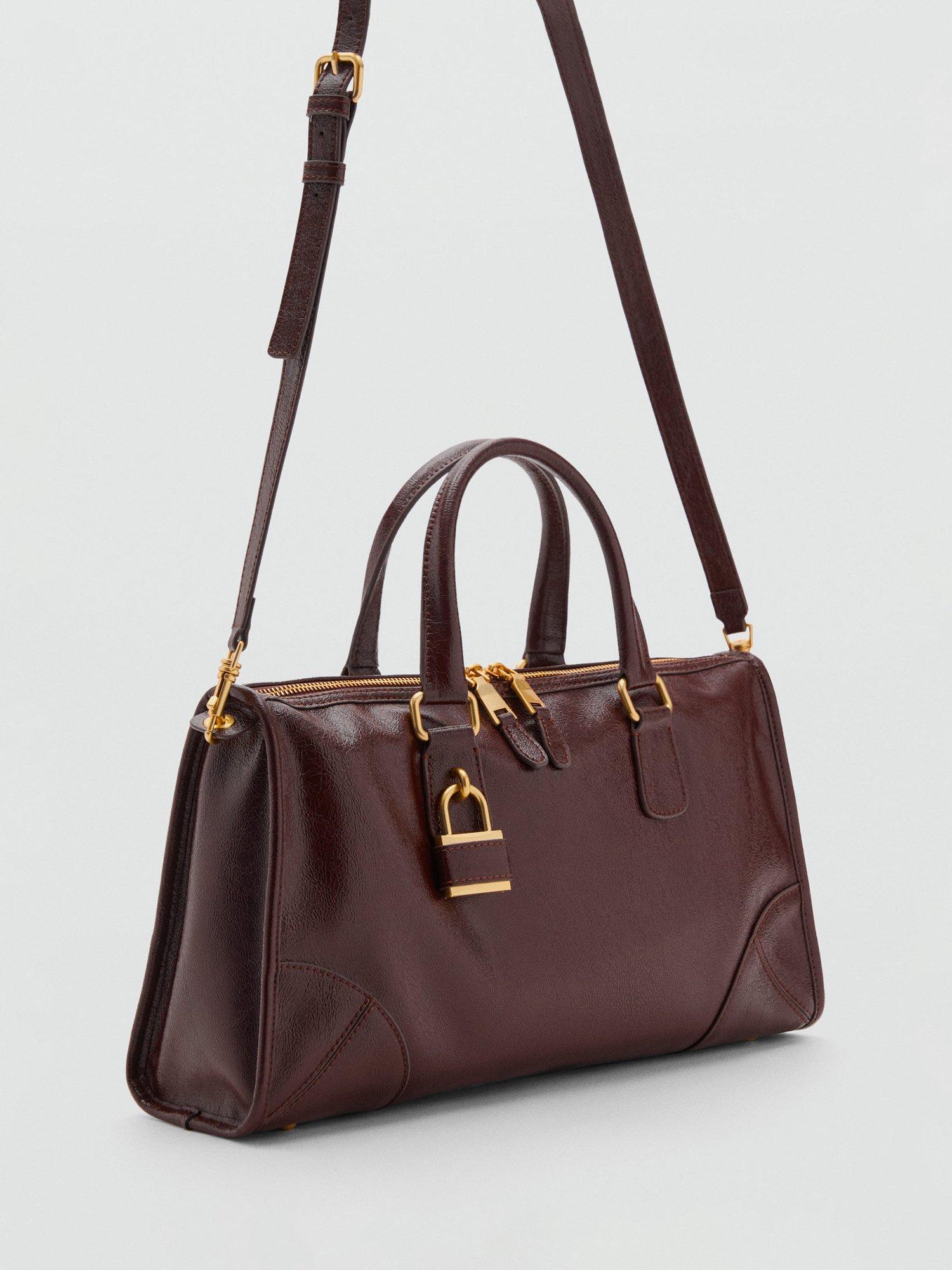 Product image 2 of 5, which shows Mango Agnes Faux Leather Tote Bag, Dark Brown