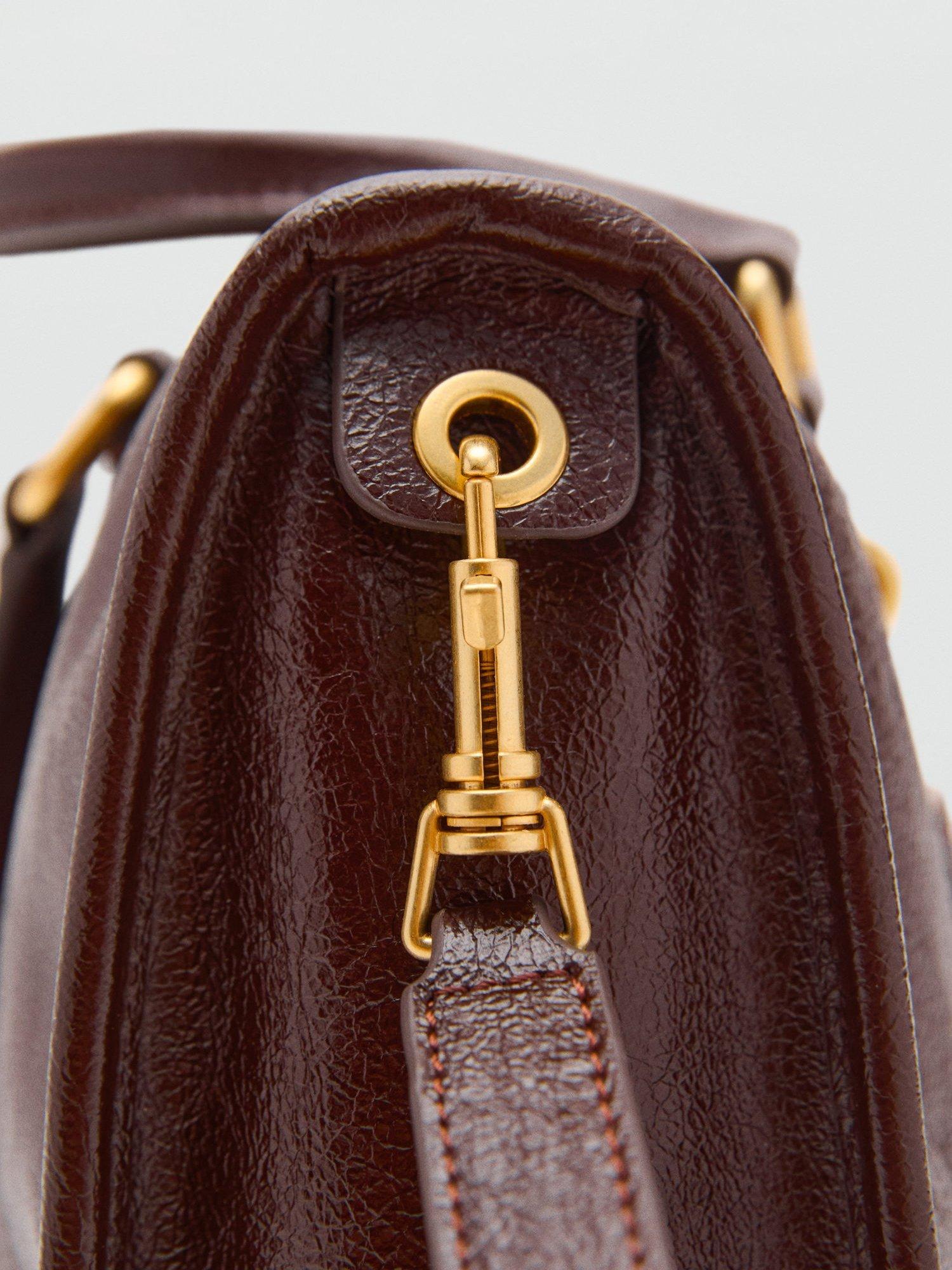 Product image 3 of 5, which shows Mango Agnes Faux Leather Tote Bag, Dark Brown