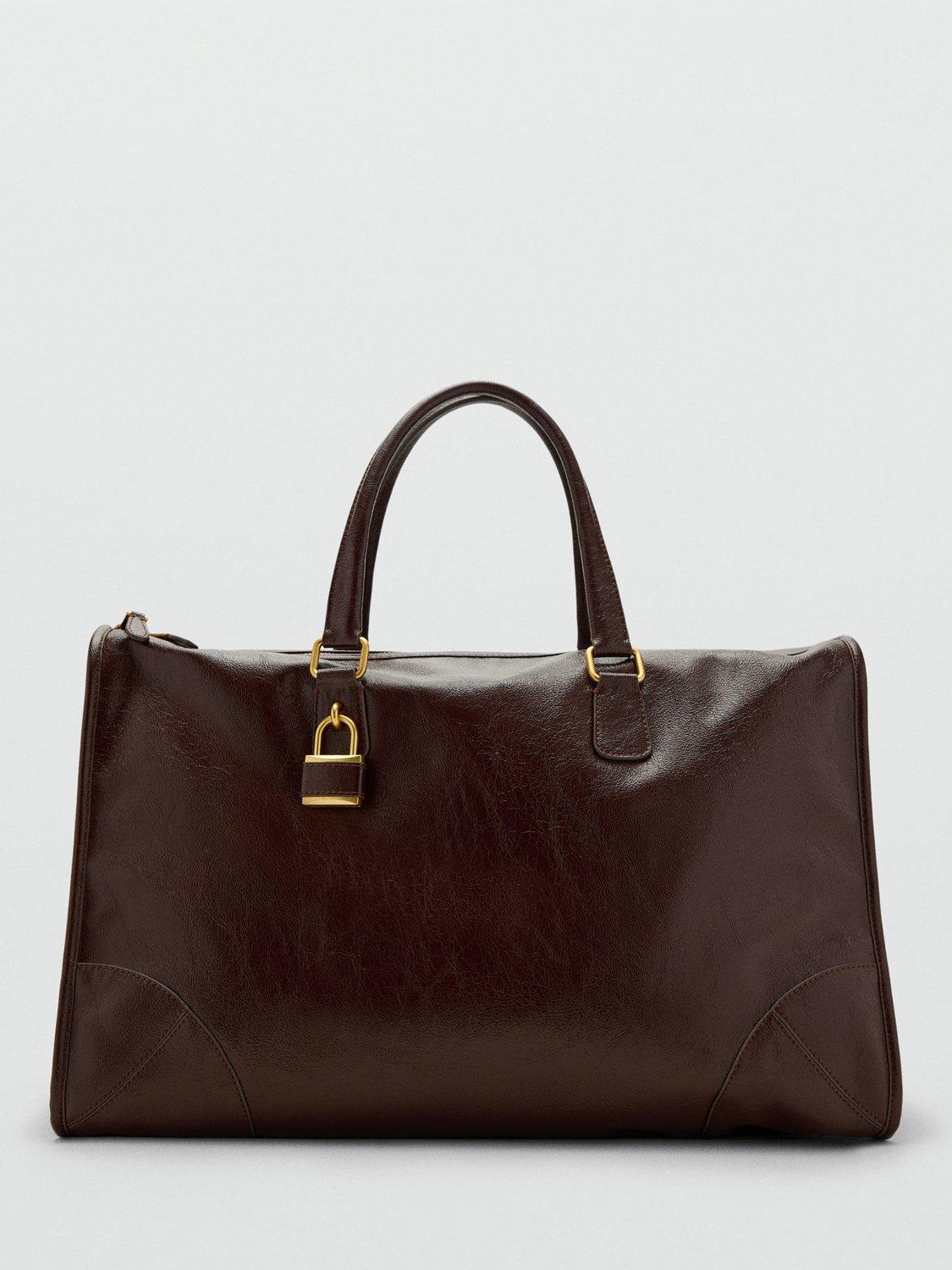 Product image 1 of 6, which shows Mango Agnes Large Tote Bag, Dark Brown