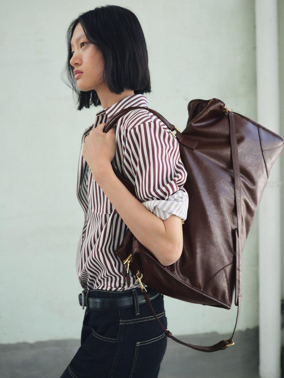 Product image 6 of 6, which shows Mango Agnes Large Tote Bag, Dark Brown