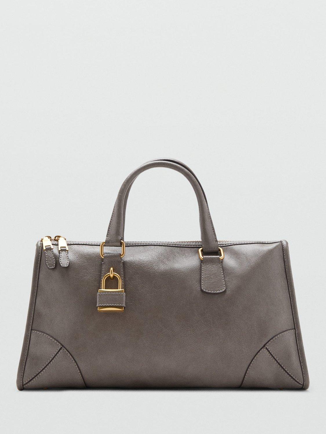 Product image 1 of 4, which shows Mango Agnes Faux Leather Tote Bag, Grey