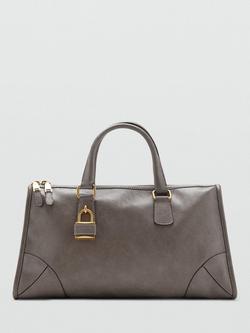 Mango Agnes Faux Leather Tote Bag, Grey