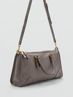 Mango Agnes Faux Leather Tote Bag - view 2, Grey