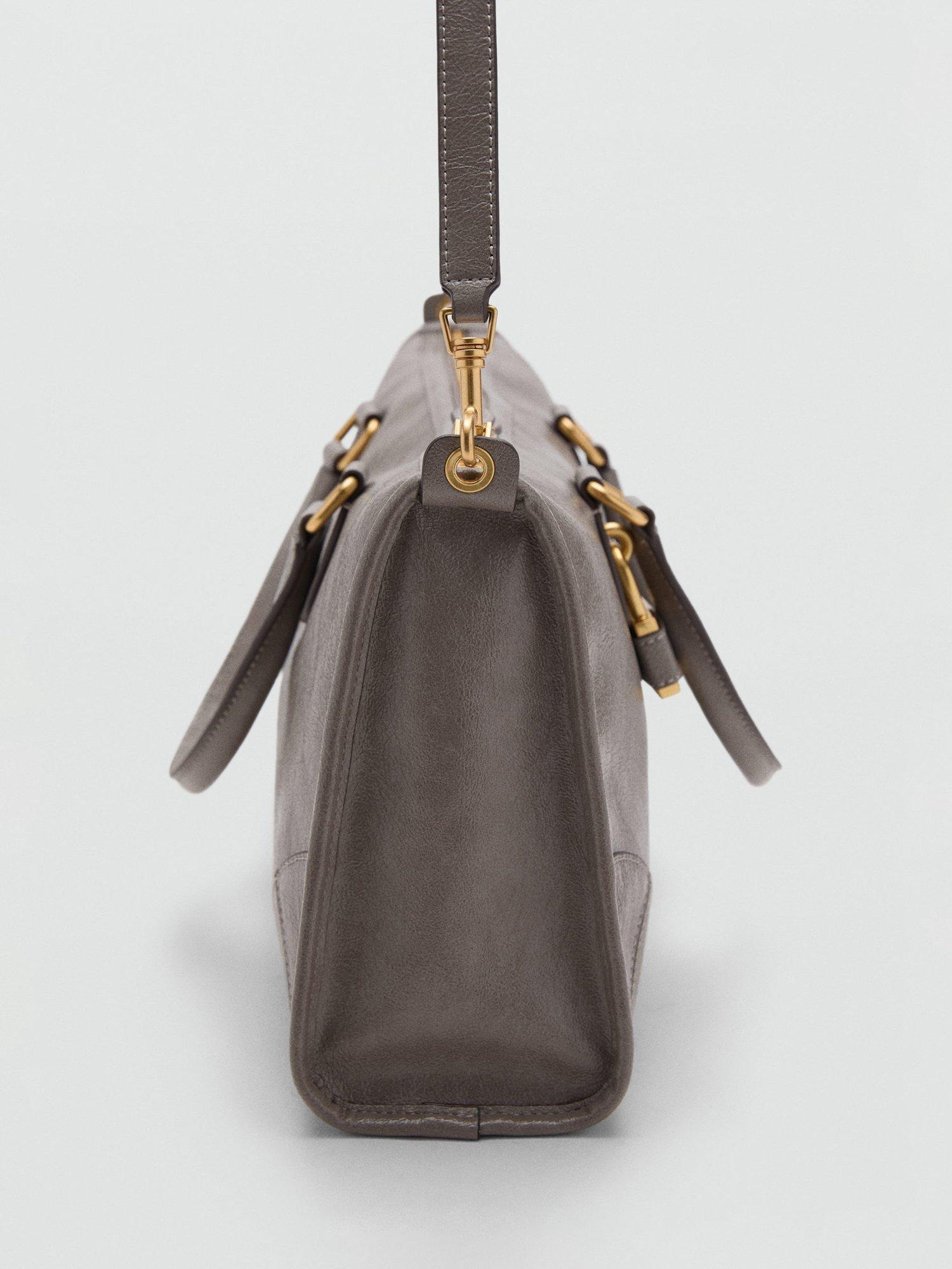 Product image 3 of 4, which shows Mango Agnes Faux Leather Tote Bag, Grey