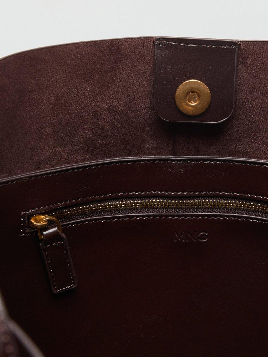 Product image 4 of 5, which shows Mango Antonia Shoulder Bag, Dark Brown