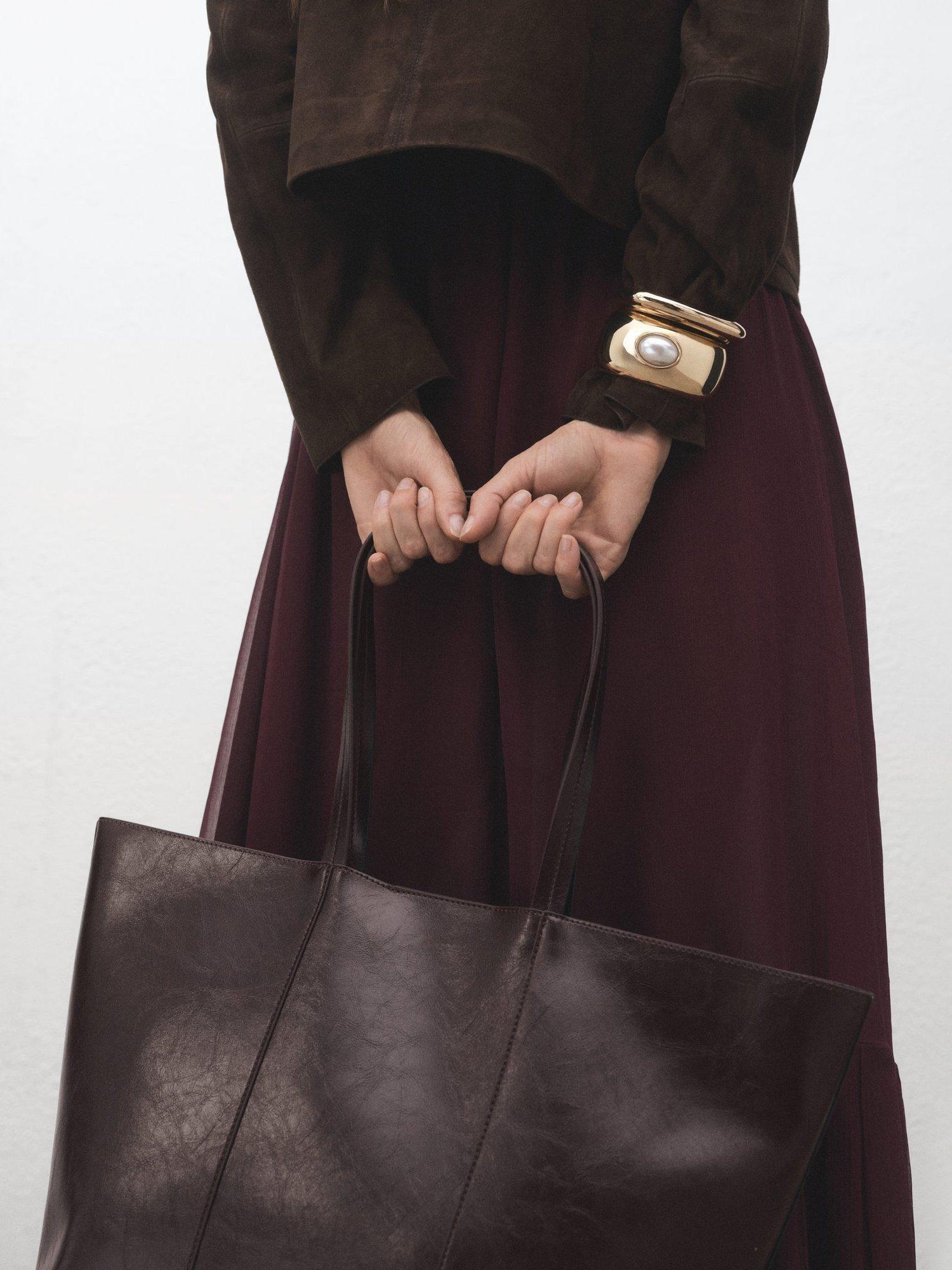 Product image 6 of 6, which shows Mango Oliver Tote Bag, Dark Brown
