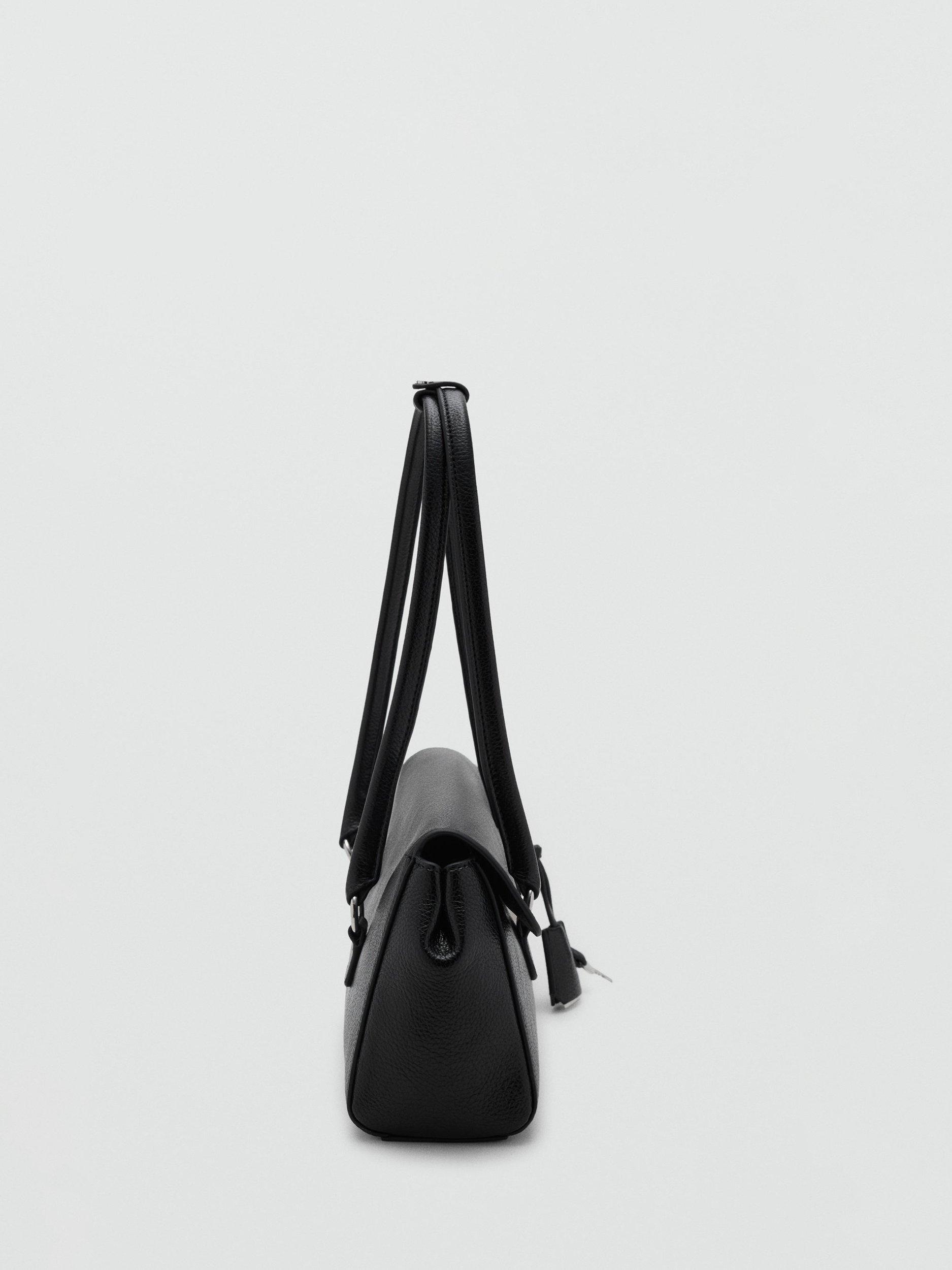 Product image 3 of 5, which shows Mango Siena Faux Leather Bowling Bag, Black