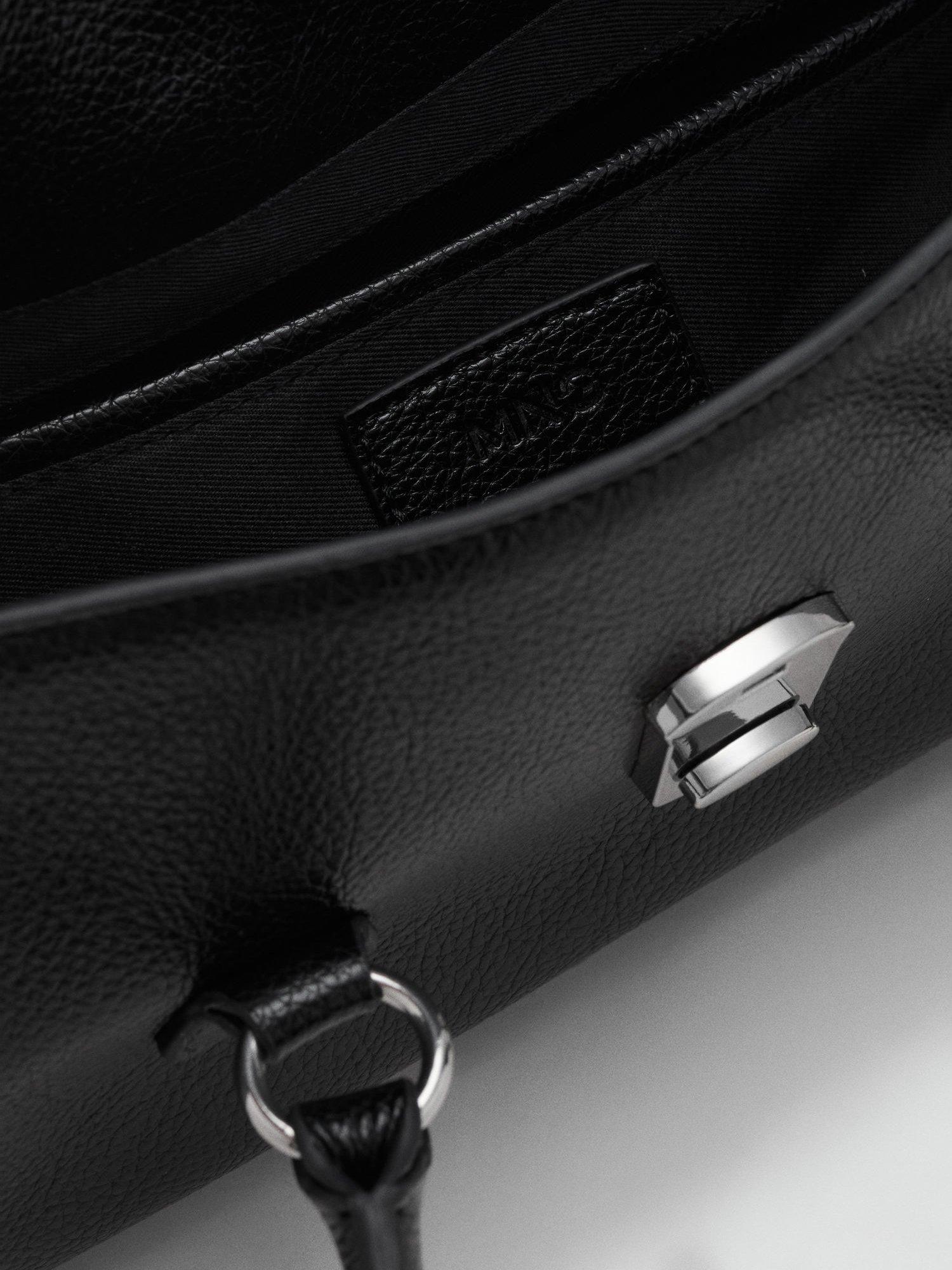 Product image 4 of 5, which shows Mango Siena Faux Leather Bowling Bag, Black