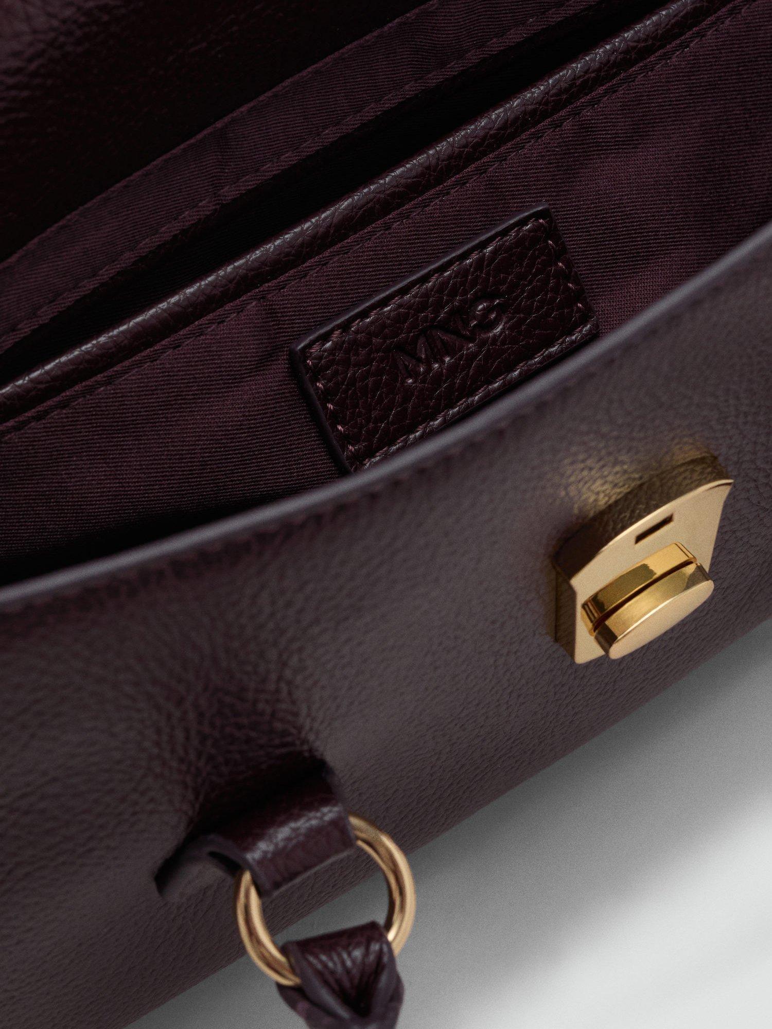 Product image 4 of 5, which shows Mango Siena Faux Leather Bowling Bag, Dark Red