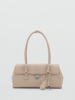 Mango Siena Faux Leather Bowling Bag, Natural White