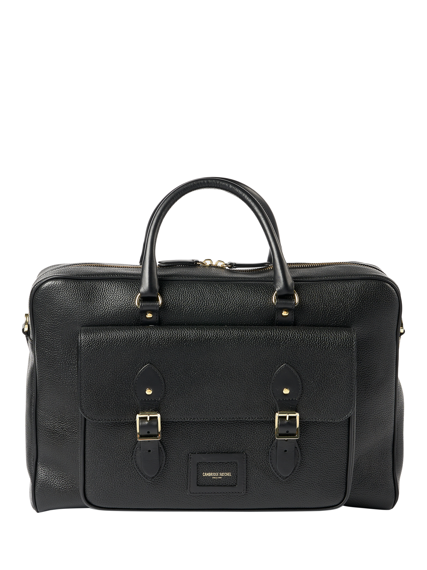 Product image 1 of 8, which shows Cambridge Satchel The Brief Leather Messenger Bag, Black
