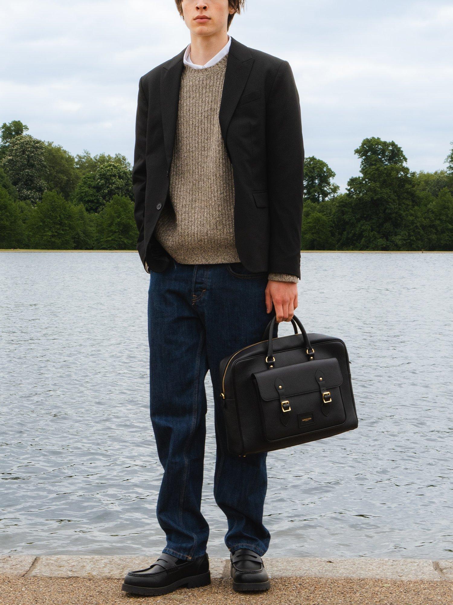 Product image 2 of 8, which shows Cambridge Satchel The Brief Leather Messenger Bag, Black