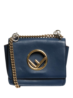 Pre-loved Fendi Leather Kan F Crossbody Bag, Blue, Blue