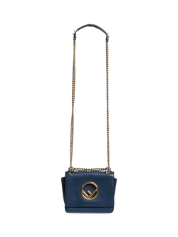 Pre-loved Fendi Leather Kan F Crossbody Bag, Blue - view 2, Blue