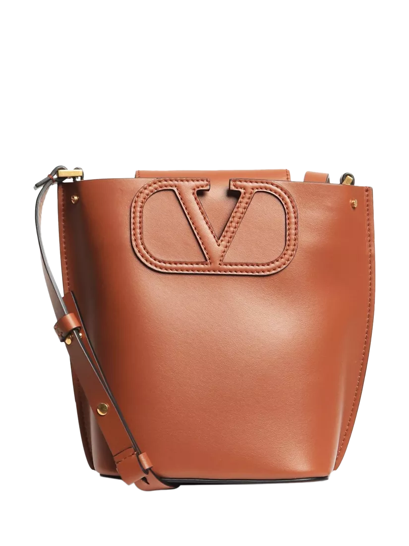 Pre-loved Valentino Leather Bucket Crossbody Bag, Brown