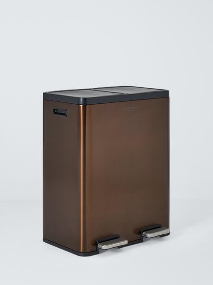 John Lewis 2 Section Recycling Bin with Handles, 60L, Brushed Bronze