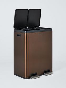 John Lewis 2 Section Recycling Bin with Handles, 60L - view 2, Brushed Bronze