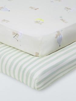 John Lewis Daydream Bear Fitted Cot Sheets, Pack of 2, Natural, Natural
