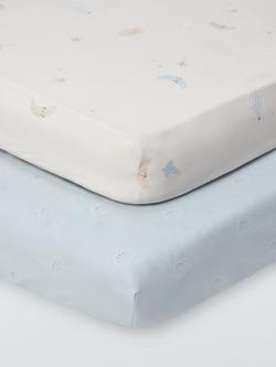 John Lewis Daydream Moon Fitted Cotbed Sheets, Pack of 2, Natural, Natural
