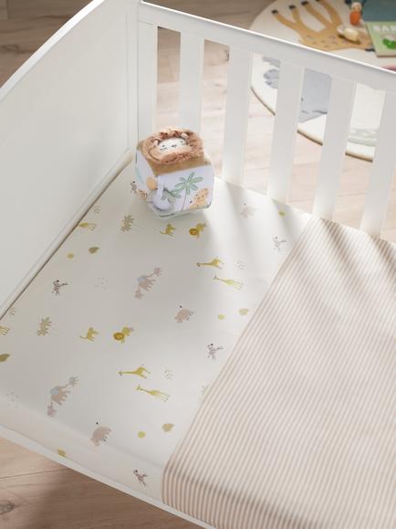 John Lewis Safari Fitted Cotbed Sheets, Pack of 2, Multi - view 2, Multi