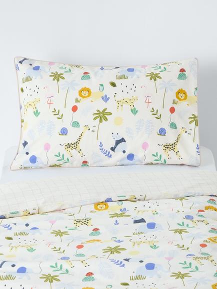 John Lewis Safari Reversible Duvet Cover & Pillowcase Set, Cotbed, Multi, Multi
