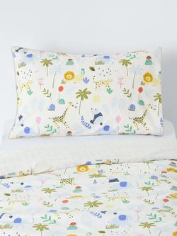 John Lewis Safari Reversible Duvet Cover & Pillowcase Set, Cot, Multi, Multi
