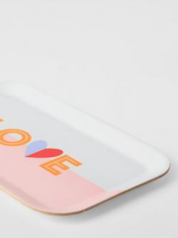 John Lewis Love Heart Tray, FSC-Certified (Birch Wood), Pink/White - view 2, Mulit