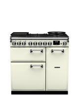 Rangemaster Leckford Deluxe 90cm Dual Fuel Range Cooker with Gas Hob, Ivory